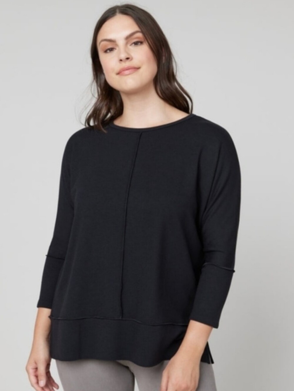 SPANX Perfect Length Dolman 3/4 Sleeve Top Black Large